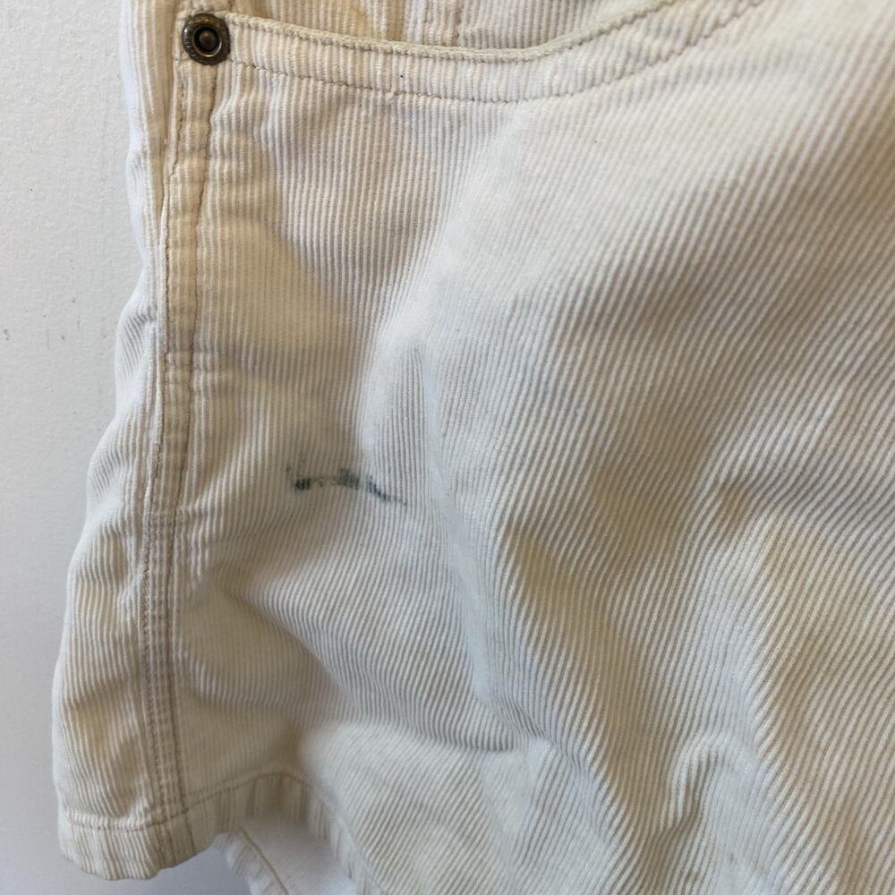 Vintage 90s SQZ Squeeze Women L Ivory Corduroy Overall Shorts Cotton Shortalls - Picture 6 of 10